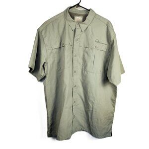 New Ducks Unlimited Mens Shirt XL Fishing Green Vented Short-Sleeve Button-up